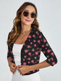 Chiclily Women's 3/4 Sleeve Cropped Cardigans Sweaters Lightweight Open Front Shrugs for Women