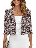 Chiclily Women's 3/4 Sleeve Cropped Cardigans Sweaters Lightweight Open Front Shrugs for Women