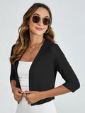 Chiclily Women's 3/4 Sleeve Cropped Cardigans Sweaters Lightweight Open Front Shrugs for Women