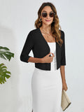 Chiclily Women's 3/4 Sleeve Cropped Cardigans Sweaters Lightweight Open Front Shrugs for Women