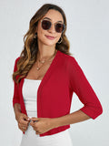 Chiclily Women's 3/4 Sleeve Cropped Cardigans Sweaters Lightweight Open Front Shrugs for Women