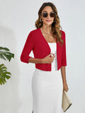 Chiclily Women's 3/4 Sleeve Cropped Cardigans Sweaters Lightweight Open Front Shrugs for Women