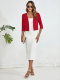 Chiclily Women's 3/4 Sleeve Cropped Cardigans Sweaters Lightweight Open Front Shrugs for Women
