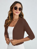 Chiclily Women's 3/4 Sleeve Cropped Cardigans Sweaters Lightweight Open Front Shrugs for Women