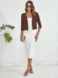 Chiclily Women's 3/4 Sleeve Cropped Cardigans Sweaters Lightweight Open Front Shrugs for Women