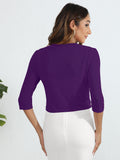 Chiclily Women's 3/4 Sleeve Cropped Cardigans Sweaters Lightweight Open Front Shrugs for Women