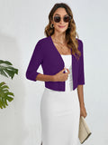 Chiclily Women's 3/4 Sleeve Cropped Cardigans Sweaters Lightweight Open Front Shrugs for Women