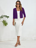 Chiclily Women's 3/4 Sleeve Cropped Cardigans Sweaters Lightweight Open Front Shrugs for Women