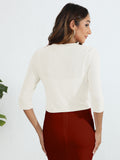 Chiclily Women's 3/4 Sleeve Cropped Cardigans Sweaters Lightweight Open Front Shrugs for Women