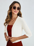 Chiclily Women's 3/4 Sleeve Cropped Cardigans Sweaters Lightweight Open Front Shrugs for Women