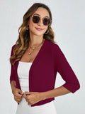 Chiclily Women's 3/4 Sleeve Cropped Cardigans Sweaters Lightweight Open Front Shrugs for Women