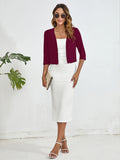 Chiclily Women's 3/4 Sleeve Cropped Cardigans Sweaters Lightweight Open Front Shrugs for Women