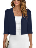Chiclily Women's 3/4 Sleeve Cropped Cardigans Sweaters Lightweight Open Front Shrugs for Women
