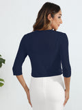 Chiclily Women's 3/4 Sleeve Cropped Cardigans Sweaters Lightweight Open Front Shrugs for Women