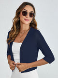 Chiclily Women's 3/4 Sleeve Cropped Cardigans Sweaters Lightweight Open Front Shrugs for Women