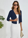 Chiclily Women's 3/4 Sleeve Cropped Cardigans Sweaters Lightweight Open Front Shrugs for Women