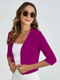Chiclily Women's 3/4 Sleeve Cropped Cardigans Sweaters Lightweight Open Front Shrugs for Women