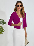 Chiclily Women's 3/4 Sleeve Cropped Cardigans Sweaters Lightweight Open Front Shrugs for Women