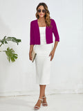 Chiclily Women's 3/4 Sleeve Cropped Cardigans Sweaters Lightweight Open Front Shrugs for Women