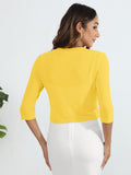 Chiclily Women's 3/4 Sleeve Cropped Cardigans Sweaters Lightweight Open Front Shrugs for Women