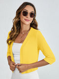 Chiclily Women's 3/4 Sleeve Cropped Cardigans Sweaters Lightweight Open Front Shrugs for Women
