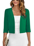 Chiclily Women's 3/4 Sleeve Cropped Cardigans Sweaters Lightweight Open Front Shrugs for Women