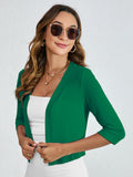 Chiclily Women's 3/4 Sleeve Cropped Cardigans Sweaters Lightweight Open Front Shrugs for Women