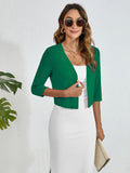 Chiclily Women's 3/4 Sleeve Cropped Cardigans Sweaters Lightweight Open Front Shrugs for Women