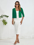 Chiclily Women's 3/4 Sleeve Cropped Cardigans Sweaters Lightweight Open Front Shrugs for Women