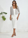 Chiclily Women's 3/4 Sleeve Cropped Cardigans Sweaters Lightweight Open Front Shrugs for Women