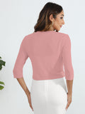 Chiclily Women's 3/4 Sleeve Cropped Cardigans Sweaters Lightweight Open Front Shrugs for Women