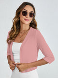 Chiclily Women's 3/4 Sleeve Cropped Cardigans Sweaters Lightweight Open Front Shrugs for Women