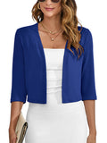 Chiclily Women's 3/4 Sleeve Cropped Cardigans Sweaters Lightweight Open Front Shrugs for Women