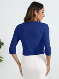Chiclily Women's 3/4 Sleeve Cropped Cardigans Sweaters Lightweight Open Front Shrugs for Women