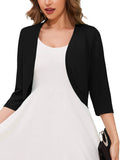 Chiclily Women's 3/4 Sleeve Open Front Cardigan  Lightweight V-Neck Cropped Bolero Shrug Sweater for Women