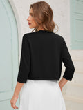 Chiclily Women's 3/4 Sleeve Open Front Cardigan  Lightweight V-Neck Cropped Bolero Shrug Sweater for Women