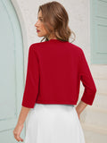 Chiclily Women's 3/4 Sleeve Open Front Cardigan  Lightweight V-Neck Cropped Bolero Shrug Sweater for Women
