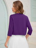 Chiclily Women's 3/4 Sleeve Open Front Cardigan  Lightweight V-Neck Cropped Bolero Shrug Sweater for Women