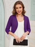 Chiclily Women's 3/4 Sleeve Open Front Cardigan  Lightweight V-Neck Cropped Bolero Shrug Sweater for Women