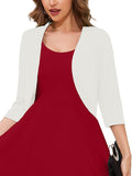 Chiclily Women's 3/4 Sleeve Open Front Cardigan  Lightweight V-Neck Cropped Bolero Shrug Sweater for Women