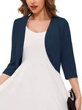 Chiclily Women's 3/4 Sleeve Open Front Cardigan  Lightweight V-Neck Cropped Bolero Shrug Sweater for Women