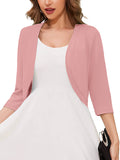 Chiclily Women's 3/4 Sleeve Open Front Cardigan  Lightweight V-Neck Cropped Bolero Shrug Sweater for Women