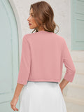 Chiclily Women's 3/4 Sleeve Open Front Cardigan  Lightweight V-Neck Cropped Bolero Shrug Sweater for Women