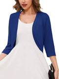 Chiclily Women's 3/4 Sleeve Open Front Cardigan  Lightweight V-Neck Cropped Bolero Shrug Sweater for Women