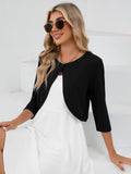 Chiclily Women's 3/4 Sleeve Cropped Cardigans Sweaters Lightweight Open Front Short Shrugs for Dresses