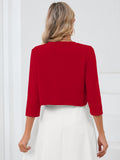 Chiclily Women's 3/4 Sleeve Cropped Cardigans Sweaters Lightweight Open Front Short Shrugs for Dresses
