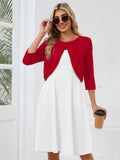 Chiclily Women's 3/4 Sleeve Cropped Cardigans Sweaters Lightweight Open Front Short Shrugs for Dresses