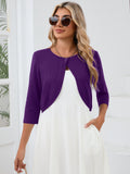 Chiclily Women's 3/4 Sleeve Cropped Cardigans Sweaters Lightweight Open Front Short Shrugs for Dresses