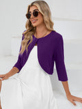 Chiclily Women's 3/4 Sleeve Cropped Cardigans Sweaters Lightweight Open Front Short Shrugs for Dresses