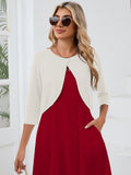 Chiclily Women's 3/4 Sleeve Cropped Cardigans Sweaters Lightweight Open Front Short Shrugs for Dresses